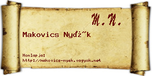 Makovics Nyék névjegykártya